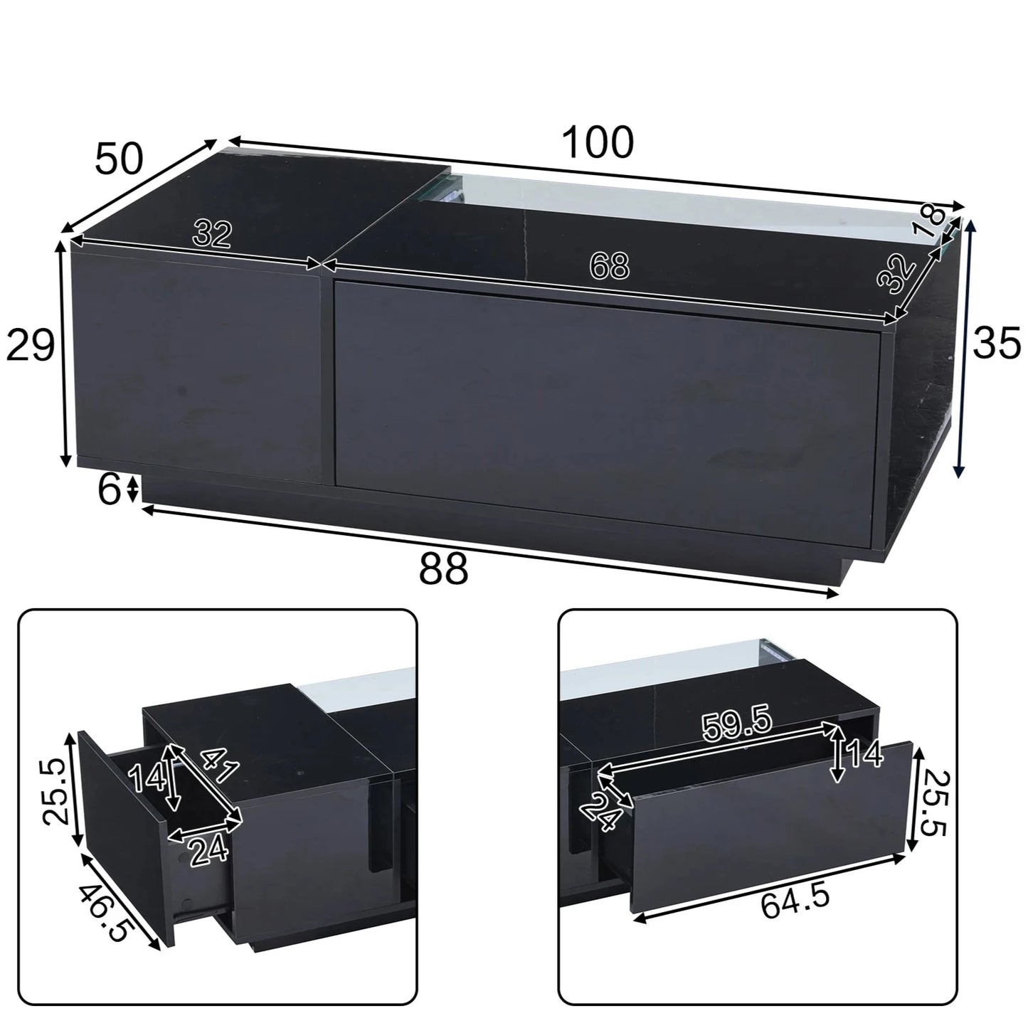 Table Basse En Verre Lyra – Verre Trempé & Rangement Intelligent