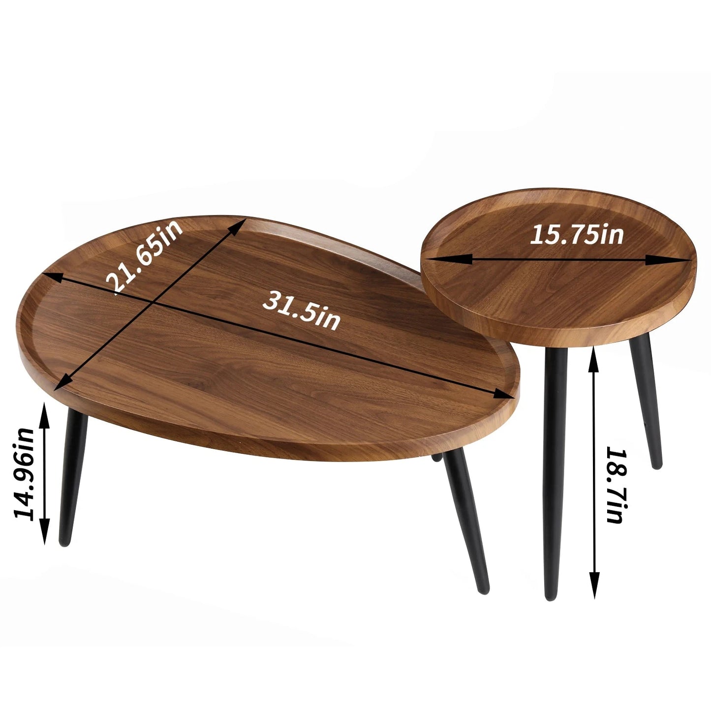Tables Basses Gigognes Nox – Noyer & Métal Noir