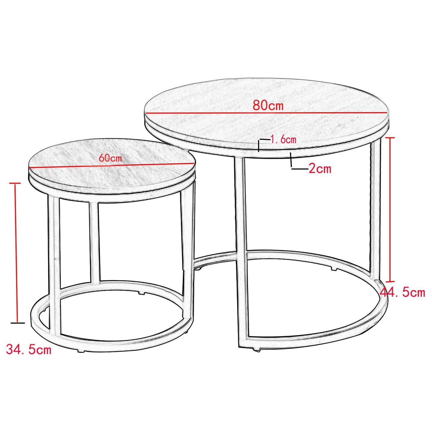 Tables Basses Gigognes Vela – Ensemble Rond Effet Marbre & Métal