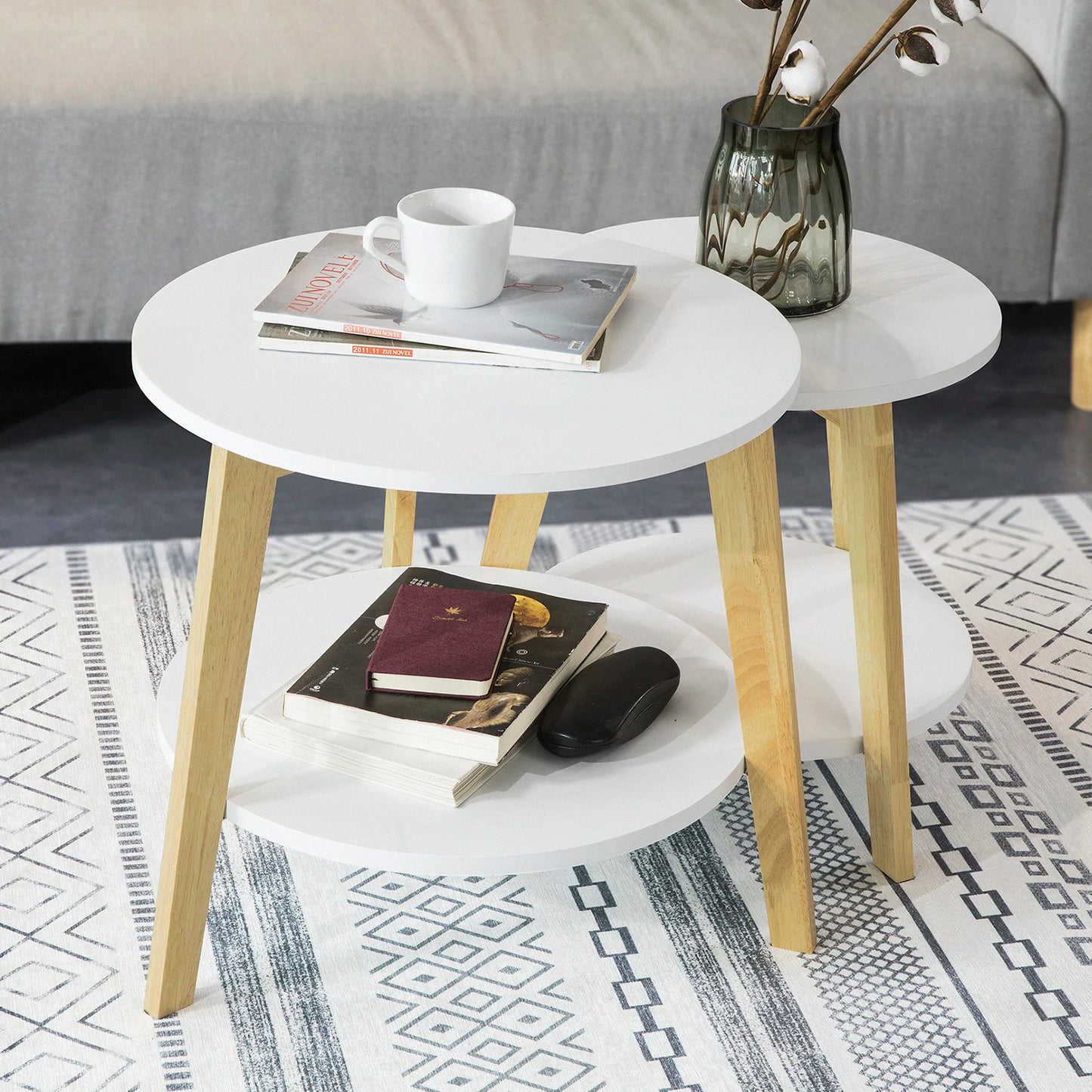 Tables Basses Gigognes Nørvik – Ensemble Bois & Blanc