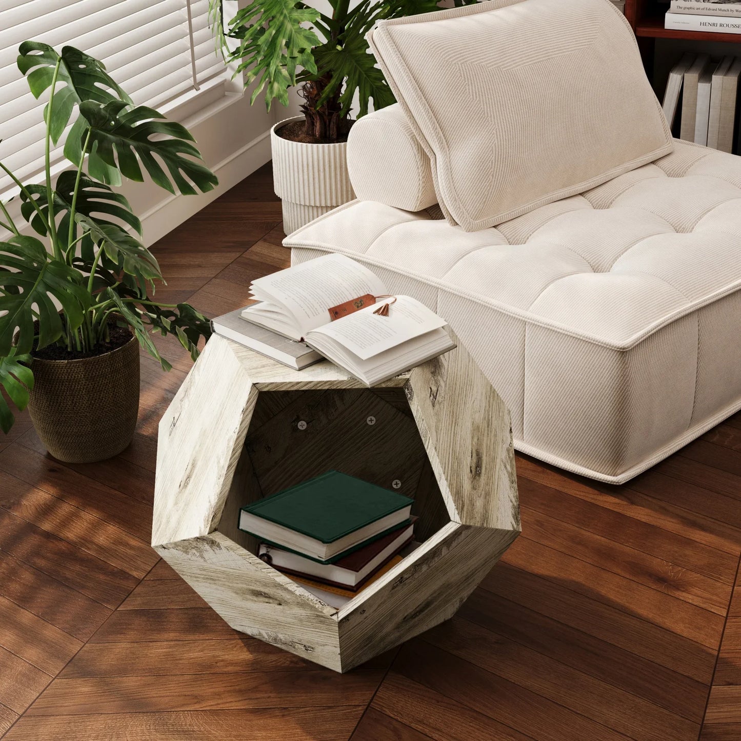 Table Basse En Bois  Milo – Table Multifonction avec Espace pour Chat (Bois Naturel)