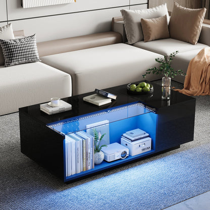 Table Basse En Verre Lyra – Verre Trempé & Rangement Intelligent