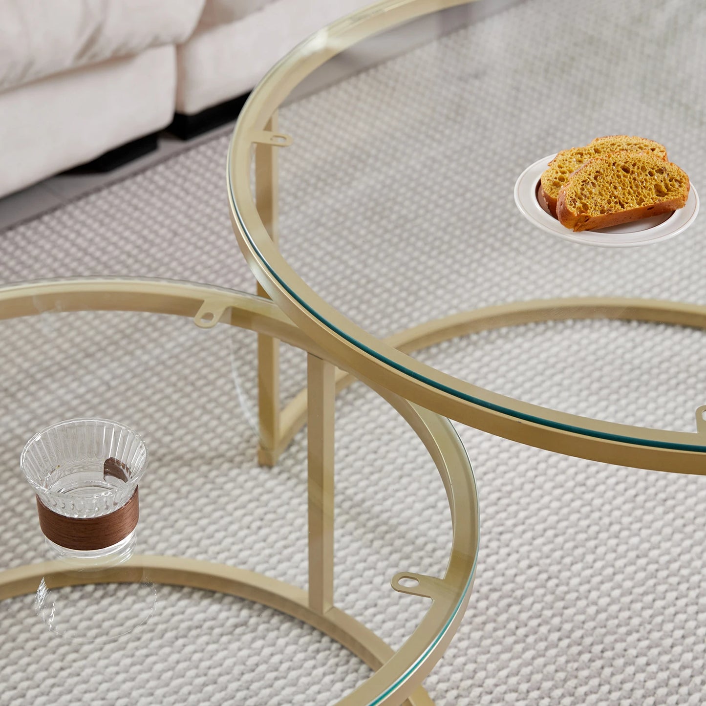 Tables Basses Gigogne Sia - Duo Verre et Or Modulable