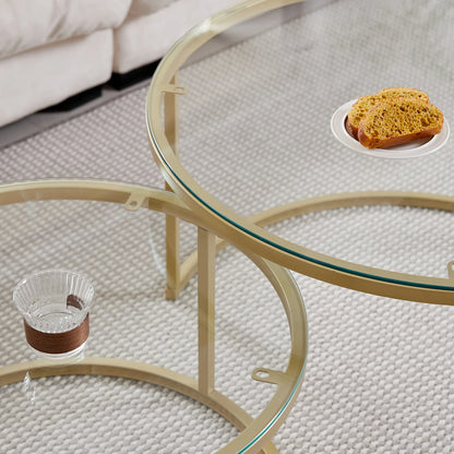 Tables Basses Gigogne Sia - Duo Verre et Or Modulable