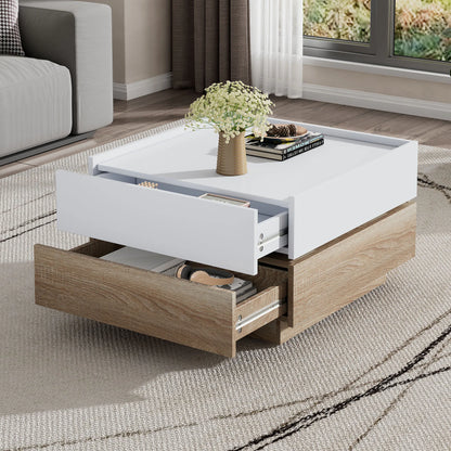 Table Basse En Bois Naira – Design Moderne Blanc & Noyer