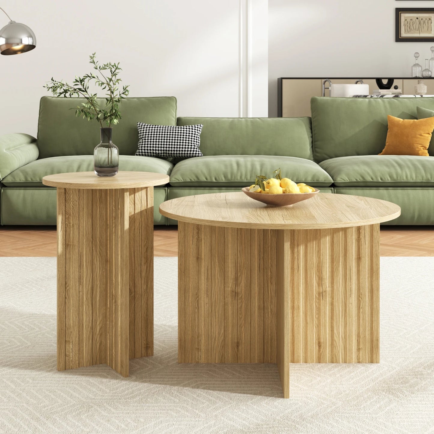 Tables Basses Gigognes Solvia – Ensemble 2 Pièces Effet Bois