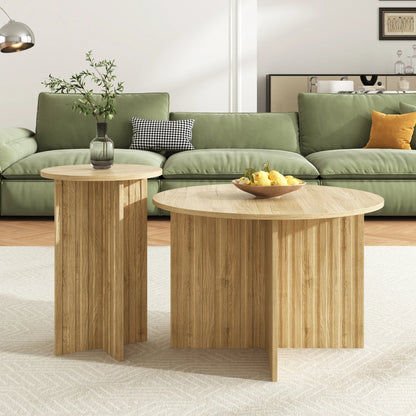 Tables Basses Gigognes Solvia – Ensemble 2 Pièces Effet Bois