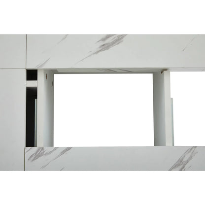 Table Basse En Bois Altea – Carrée Effet Marbre Blanc & Rangement Intégré
