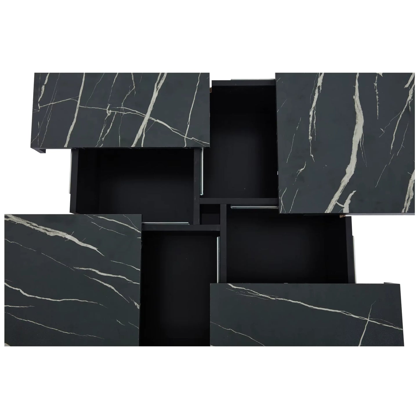 Table Basse En Bois Altea – Carrée Effet Marbre Blanc & Rangement Intégré