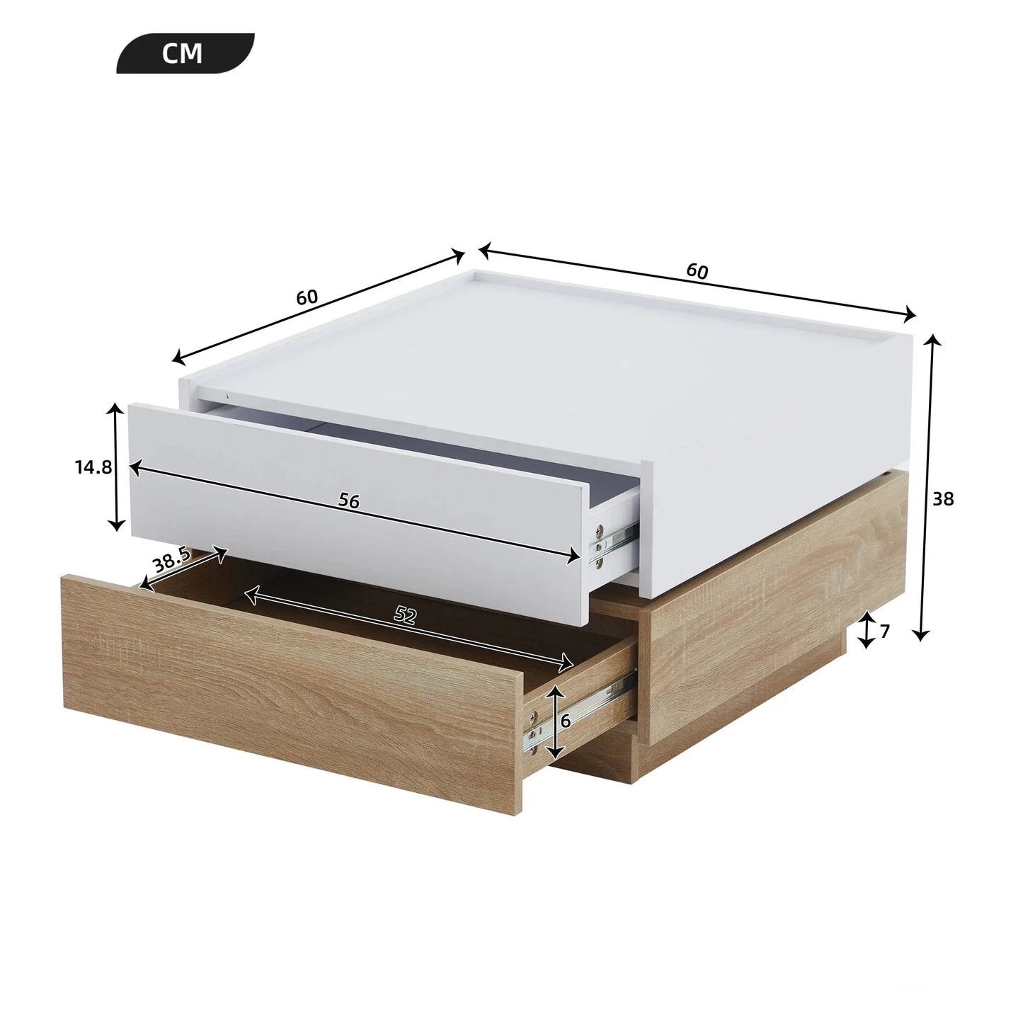 Table Basse En Bois Naira – Design Moderne Blanc & Noyer