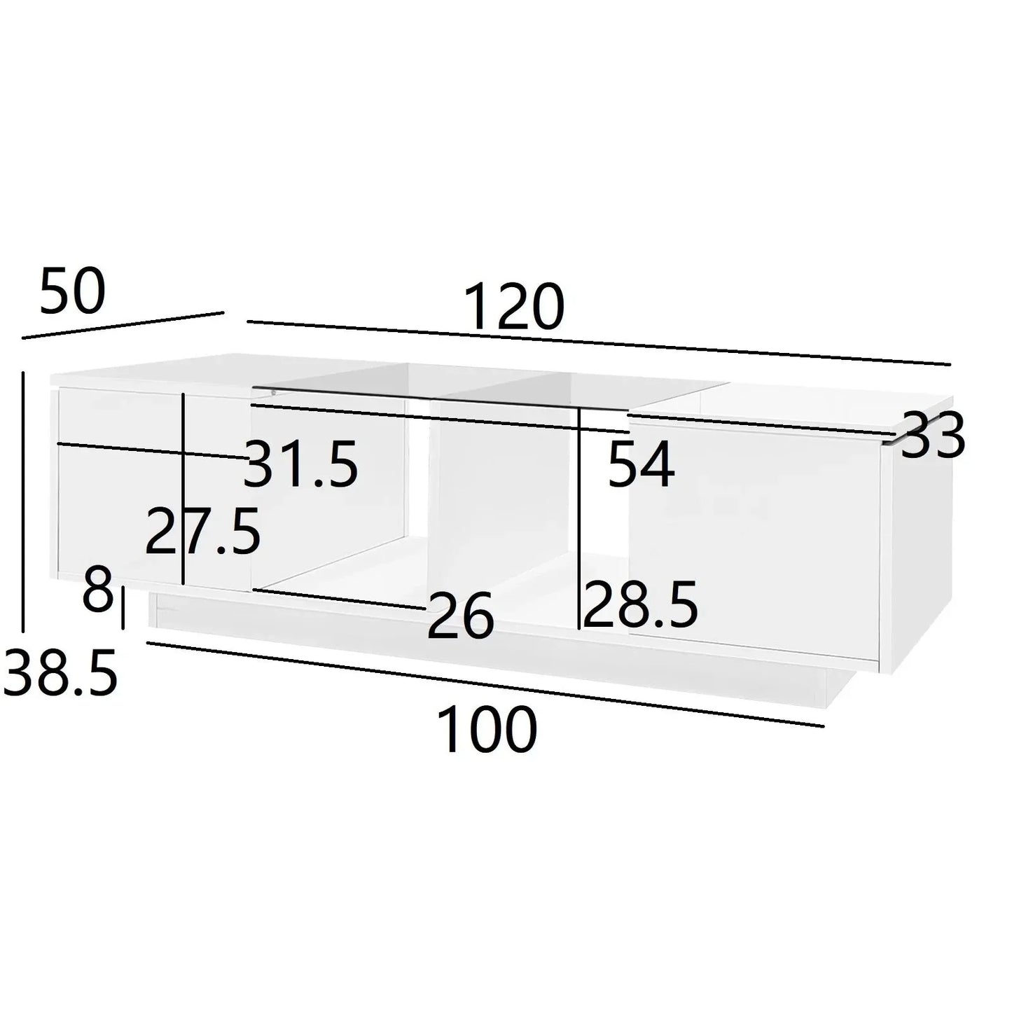 Table Basse En Verre Liora – Verre & LED Bluetooth