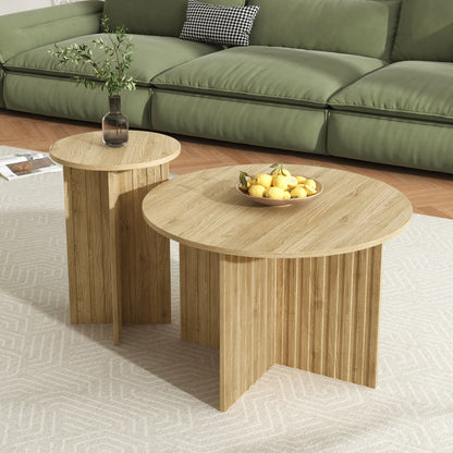 Tables Basses Gigognes Solvia – Ensemble 2 Pièces Effet Bois
