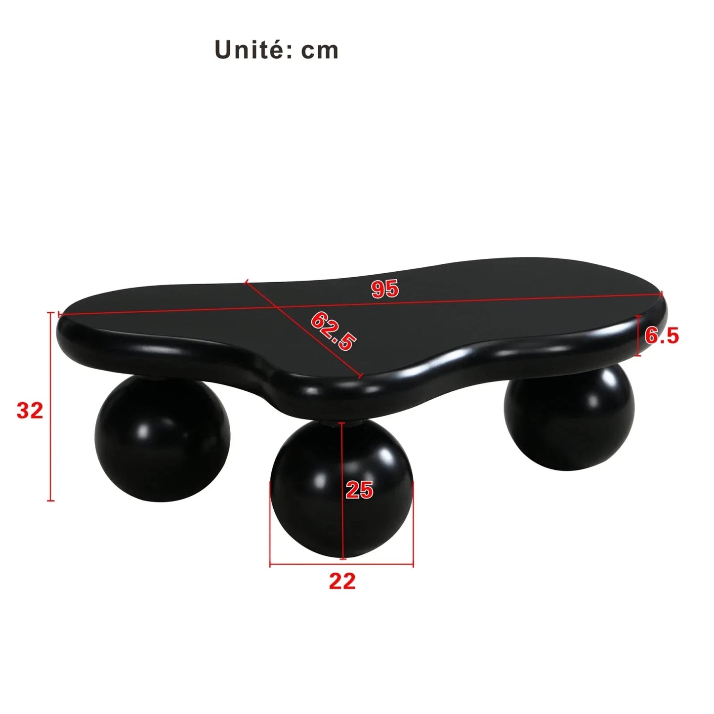 Table Basse En Bois Alenya – Forme Nuage, Blanc ou Noir