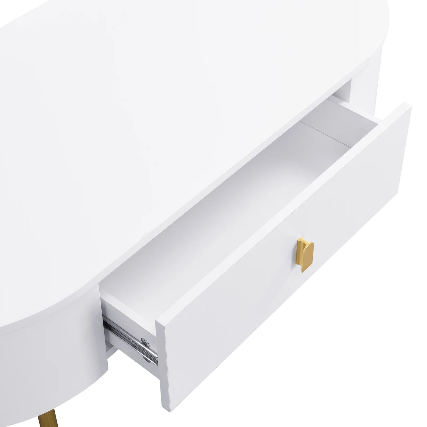 Table Basse Ovale Ovalia – Blanc & Détails Dorés