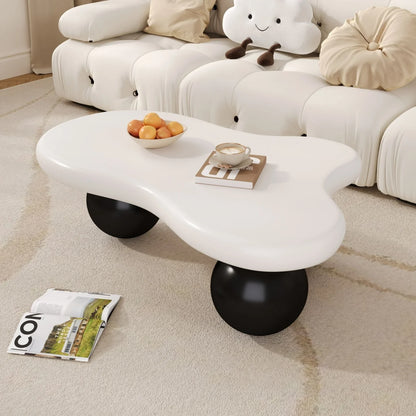 Table Basse En Bois Alenya – Forme Nuage, Blanc ou Noir