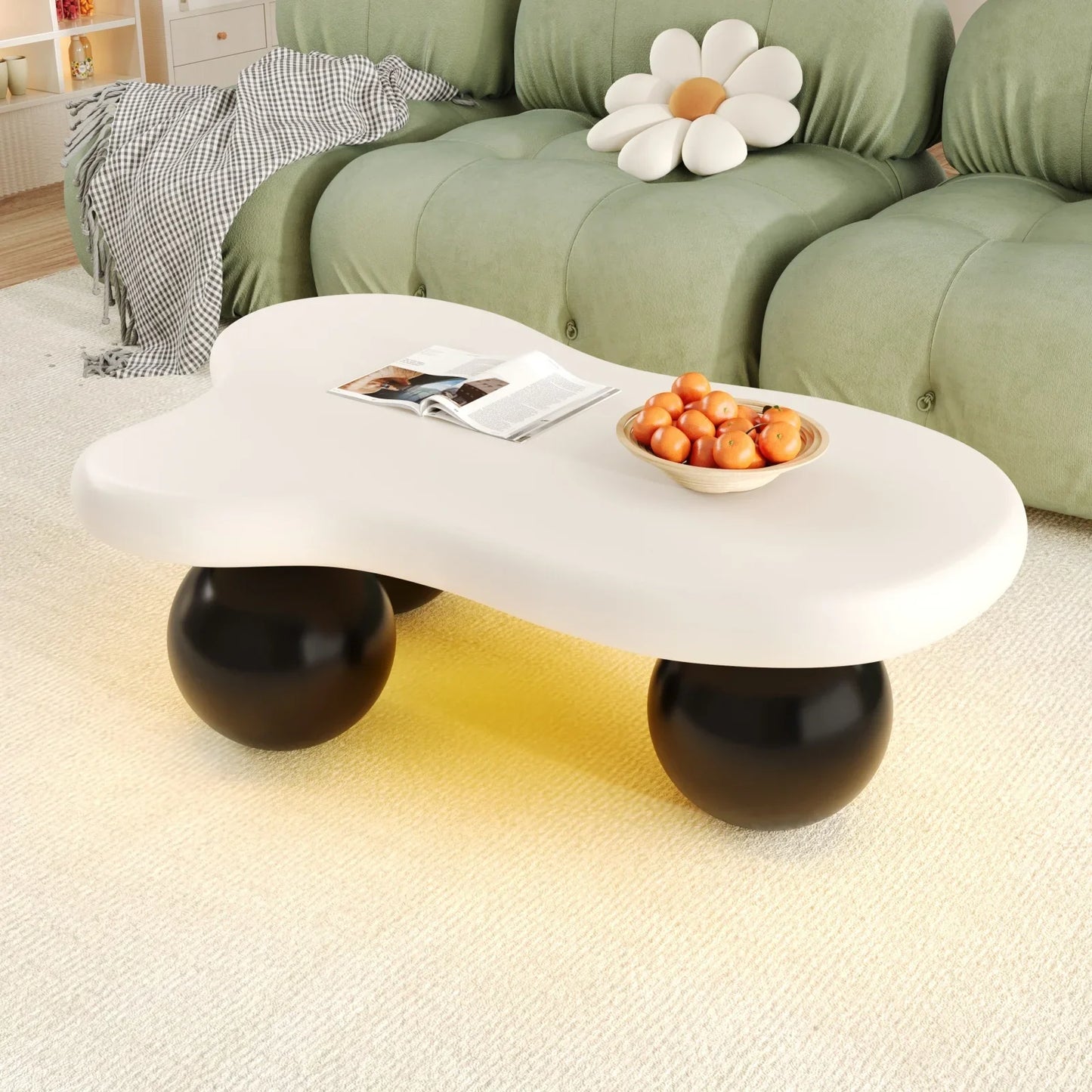 Table Basse En Bois Alenya – Forme Nuage, Blanc ou Noir