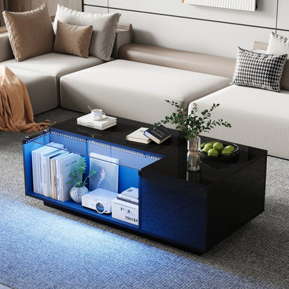 Table Basse En Verre Lyra – Verre Trempé & Rangement Intelligent