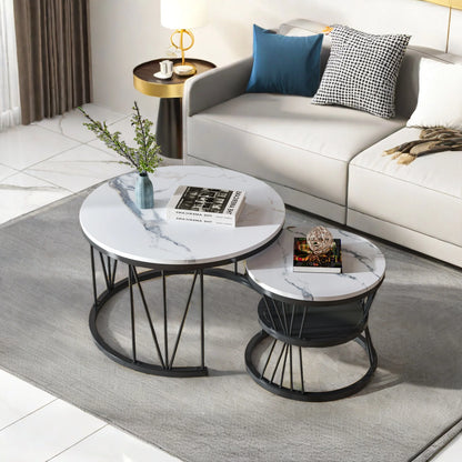 Tables Basses Gigognes Serena – Ensemble Rond Blanc & Métal