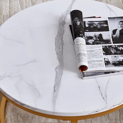 Tables Basses Gigognes Nova – Ensemble Rond Marbre & Or