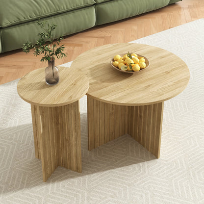 Tables Basses Gigognes Solvia – Ensemble 2 Pièces Effet Bois