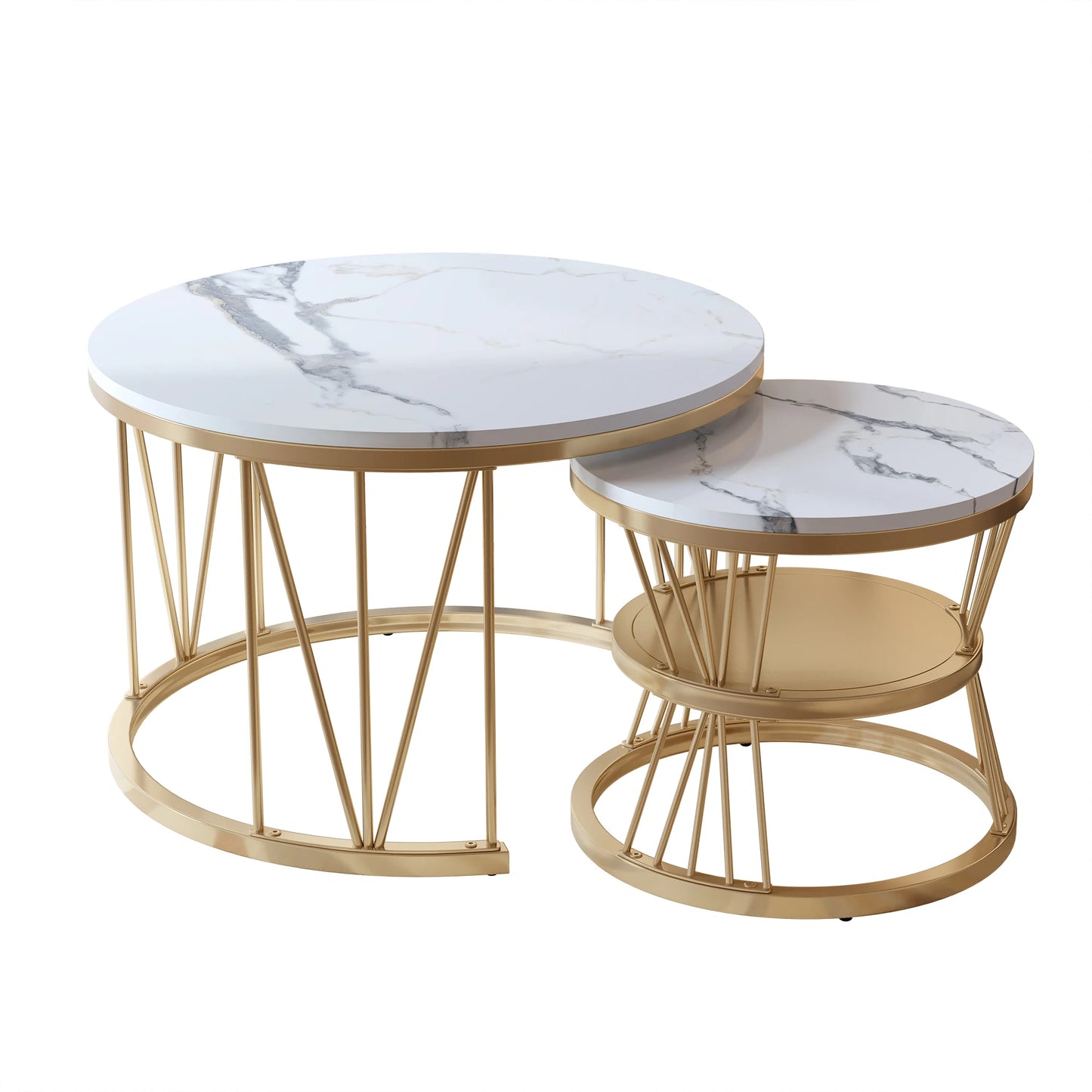 Tables Basses Gigognes Serena – Ensemble Rond Blanc & Métal