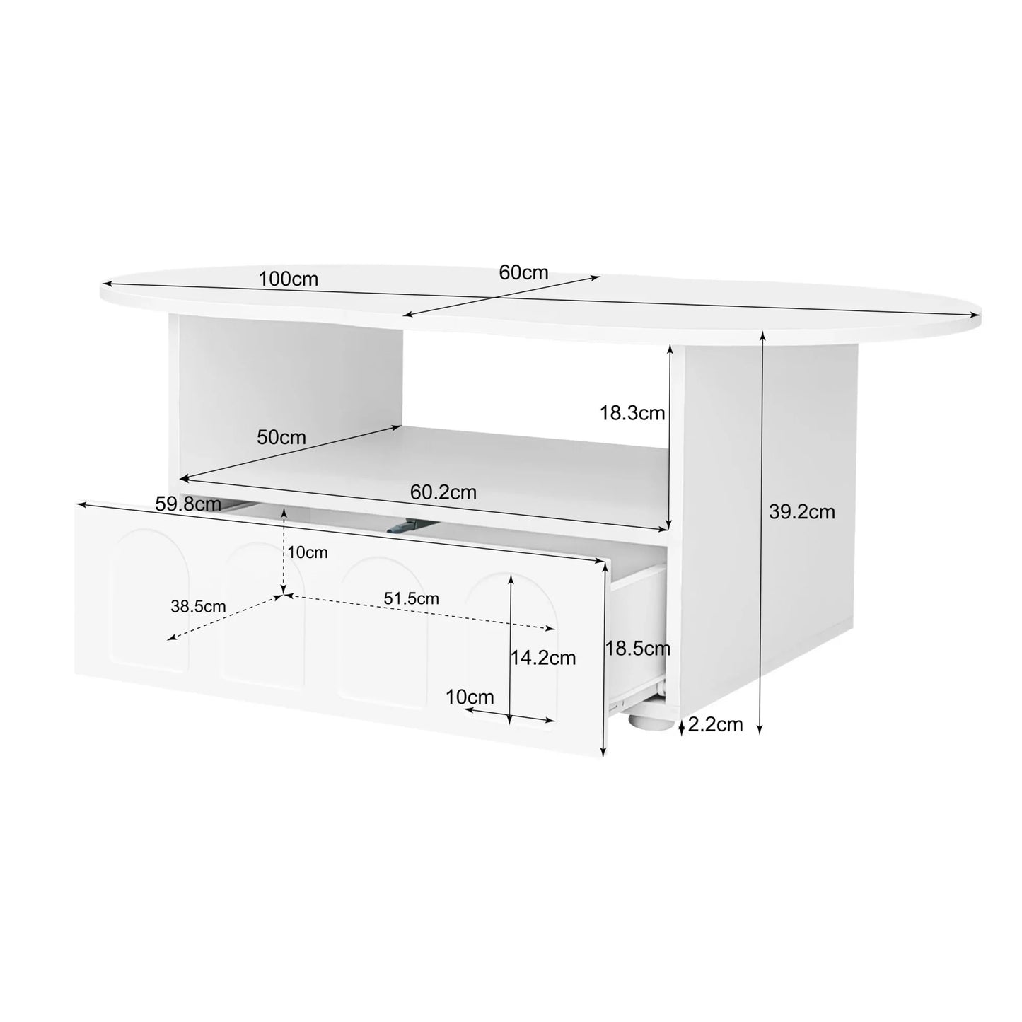 Table Basse Ovale Auria – Blanc & Or