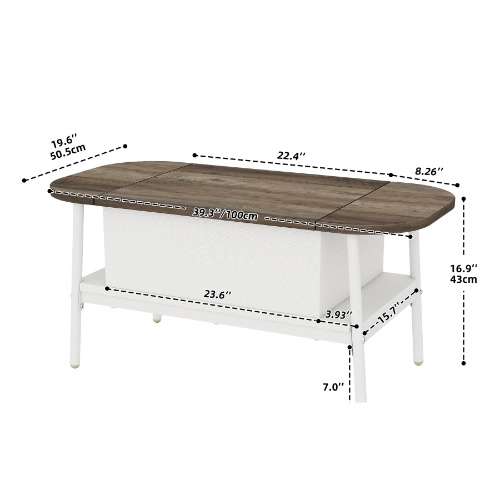 Table Basse Relevable Elma – Bois & Blanc