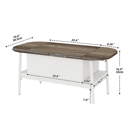 Table Basse Relevable Elma – Bois & Blanc