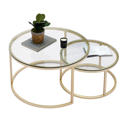 Tables Basses Gigogne Sia - Duo Verre et Or Modulable