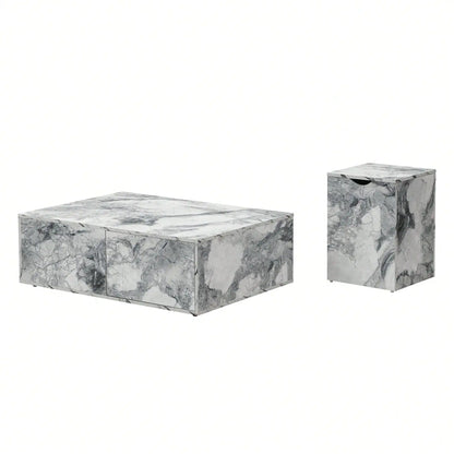 Tables Basses Gigognes Élysia – Effet Marbre & Rangement Intégré