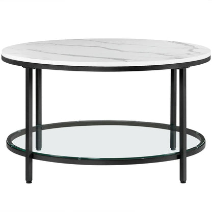 Table Basse Ronde Calista – Verre & Acier