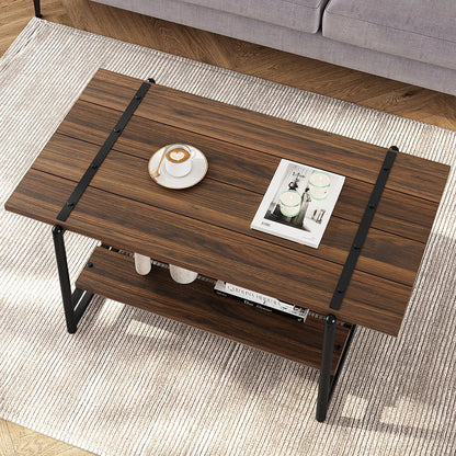 Table Basse En Bois Orta – Rectangulaire Noyer & Métal Noir