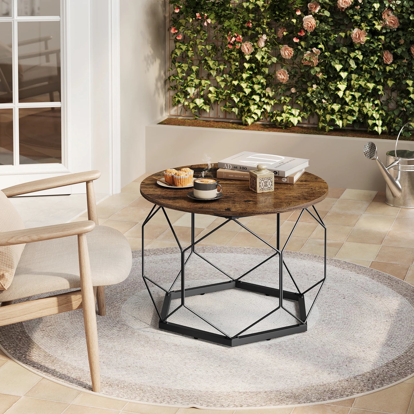 Table Basse Ronde Callista – Design Rond Noir & Verre Trempé