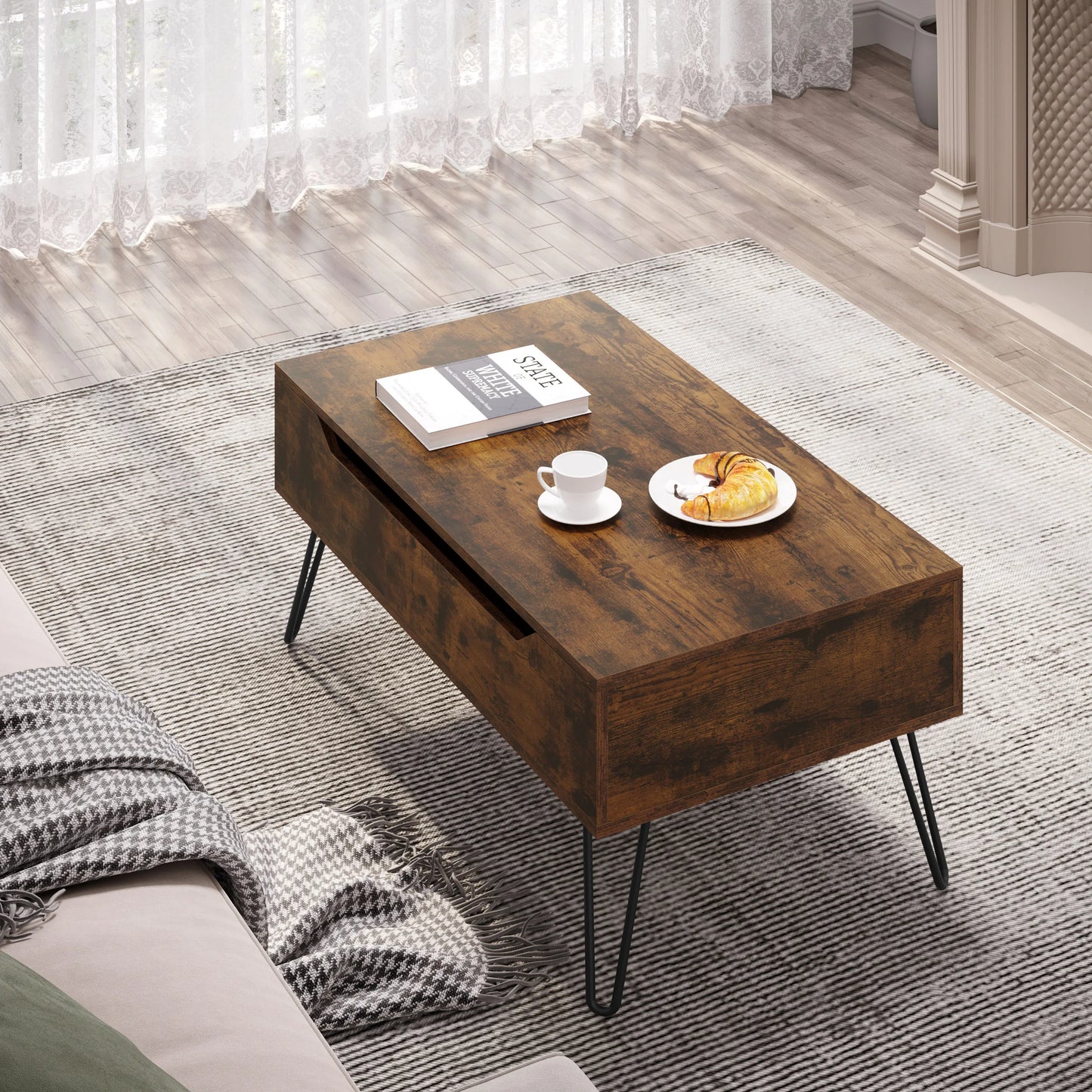 Table Basse Relevable Oslo – Avec Rangement Caché
