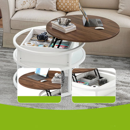 Table Basse Relevable Capri – Ronde avec Rangements Intégrés