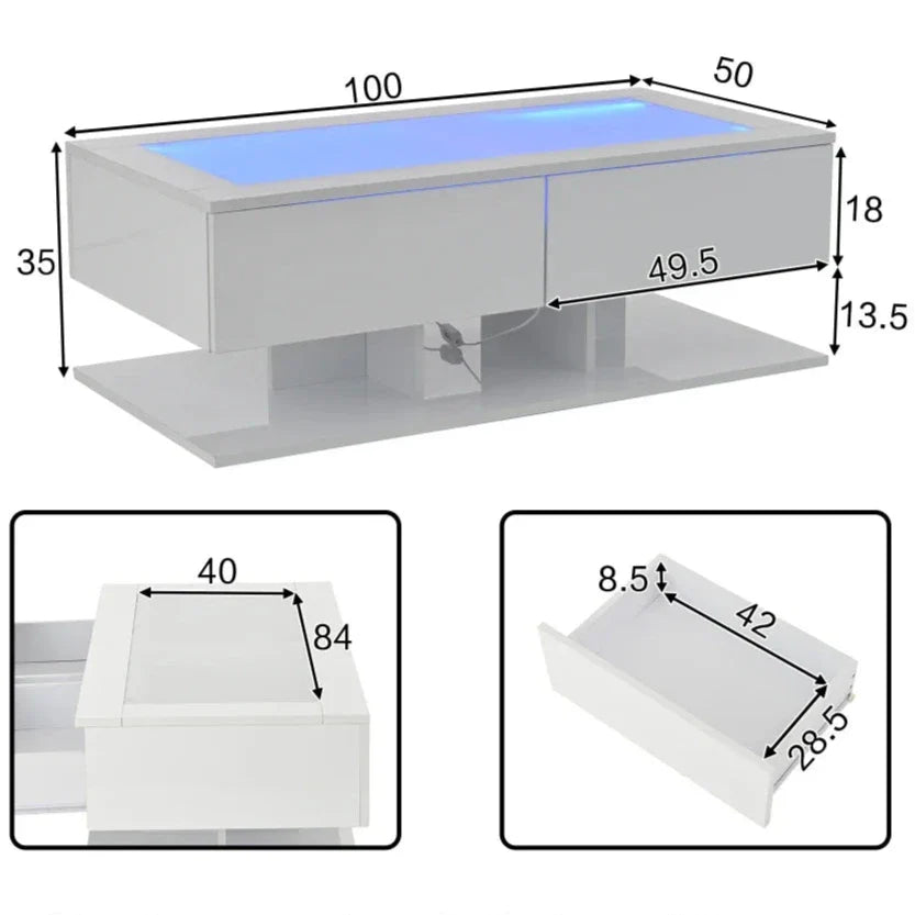 Table Basse En Verre Vesta – Verre Trempé & Double Rangement