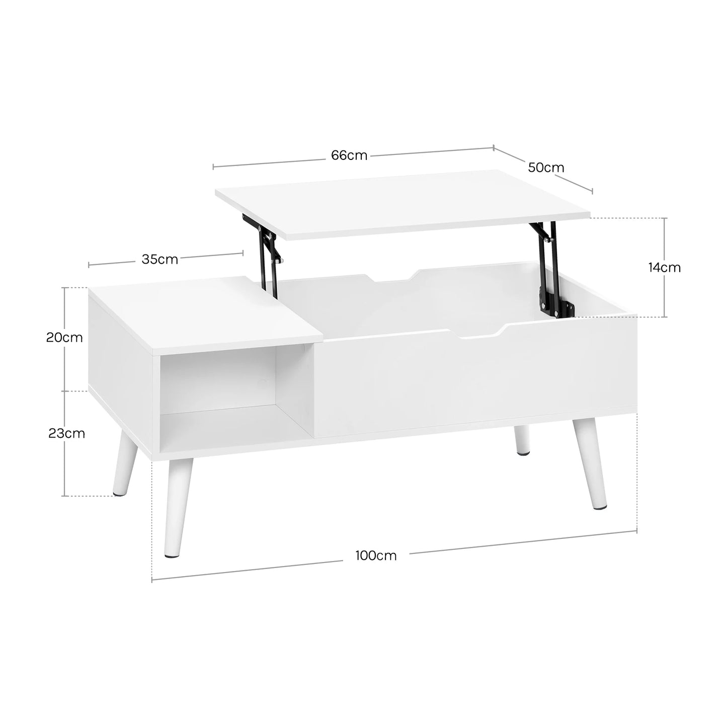 Table Basse Relevable Sienna – Avec Rangement Caché