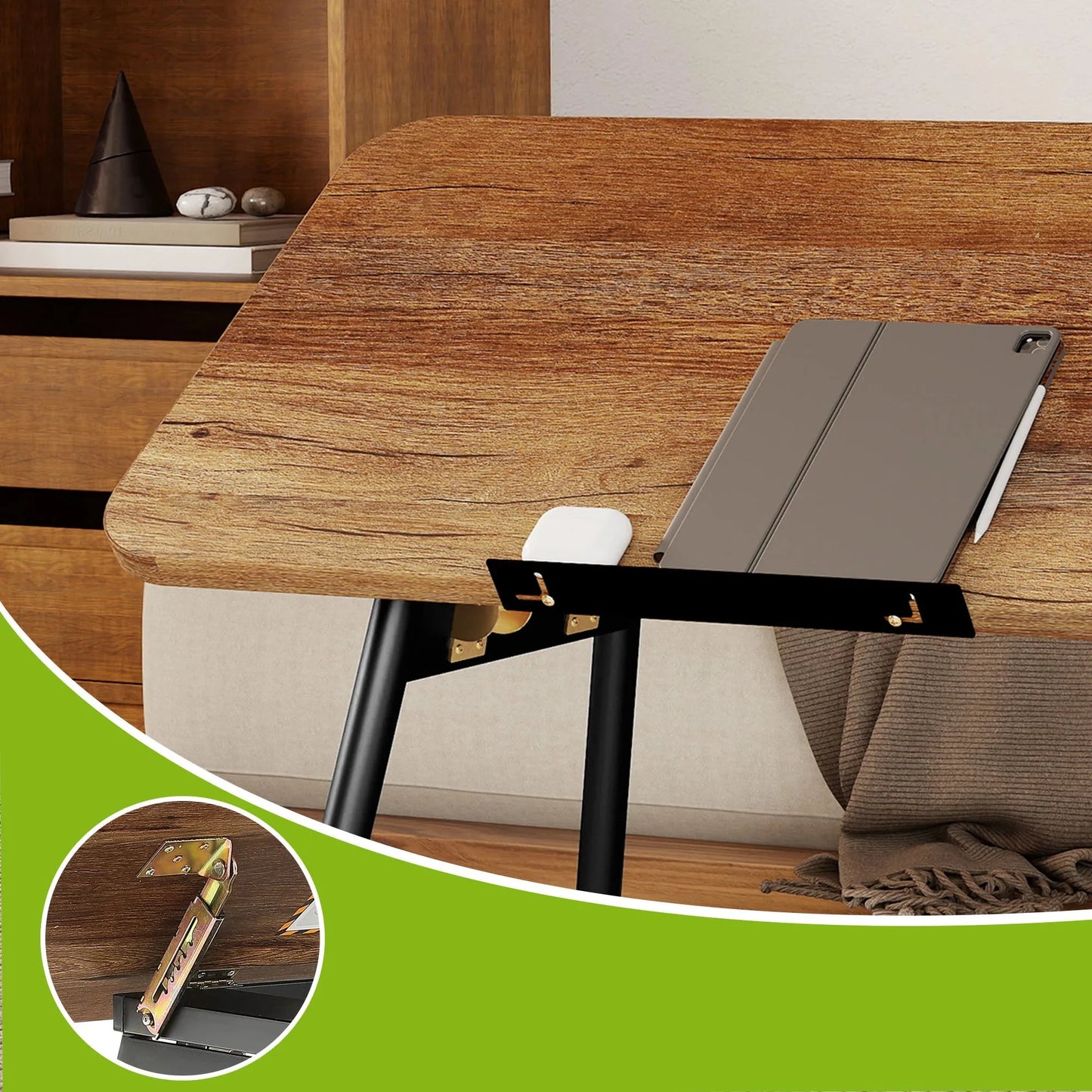 Table Basse Pliante Elda – Design Noyer Réglable & Compact