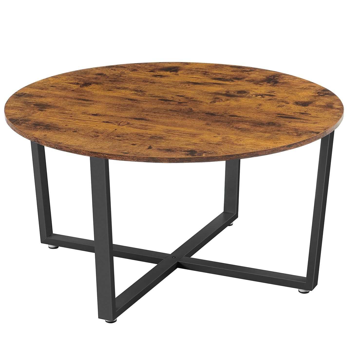 Table Basse Ronde Eden – Bois Rustique & Métal Noir