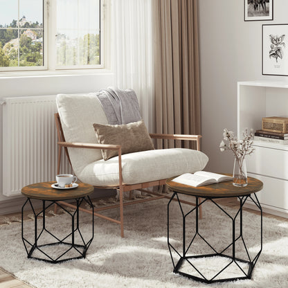 Tables Gigognes Dune – Bois Naturel & Métal Noir (Ensemble de 2 avec Rangement Intégré)