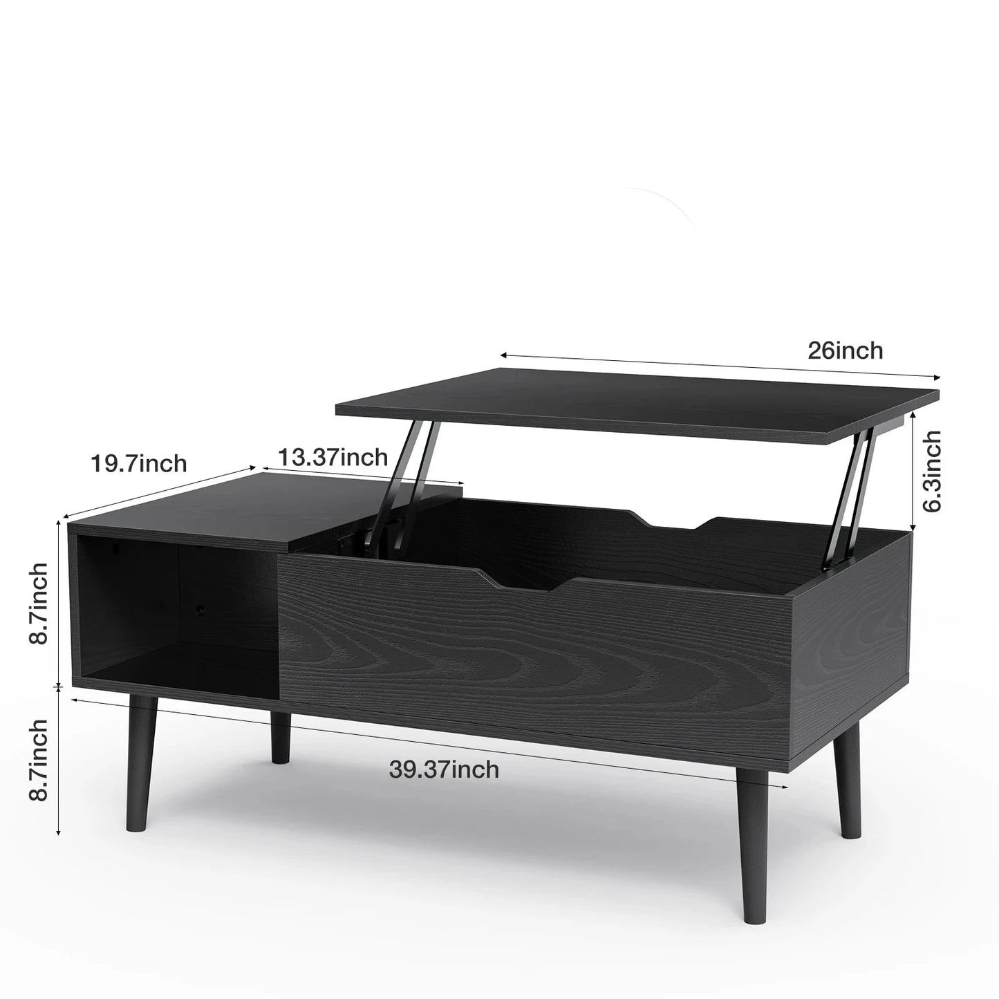 Table Basse Relevable Mika - Design Scandinave et Rangement Pratique