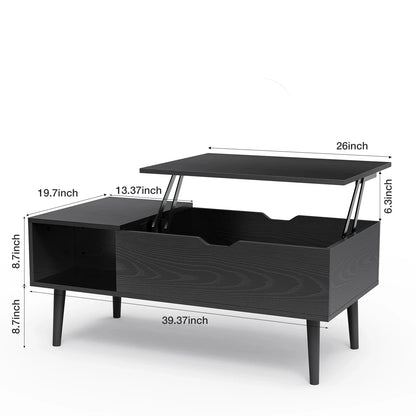Table Basse Relevable Mika - Design Scandinave et Rangement Pratique