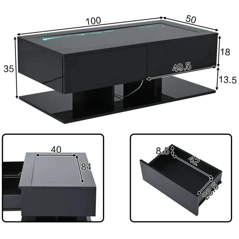 Table Basse En Verre Vesta – Verre Trempé & Double Rangement