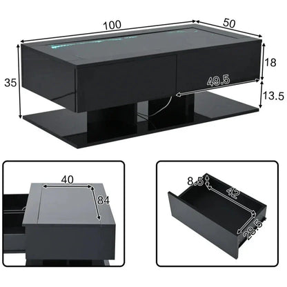 Table Basse En Verre Vesta – Verre Trempé & Double Rangement