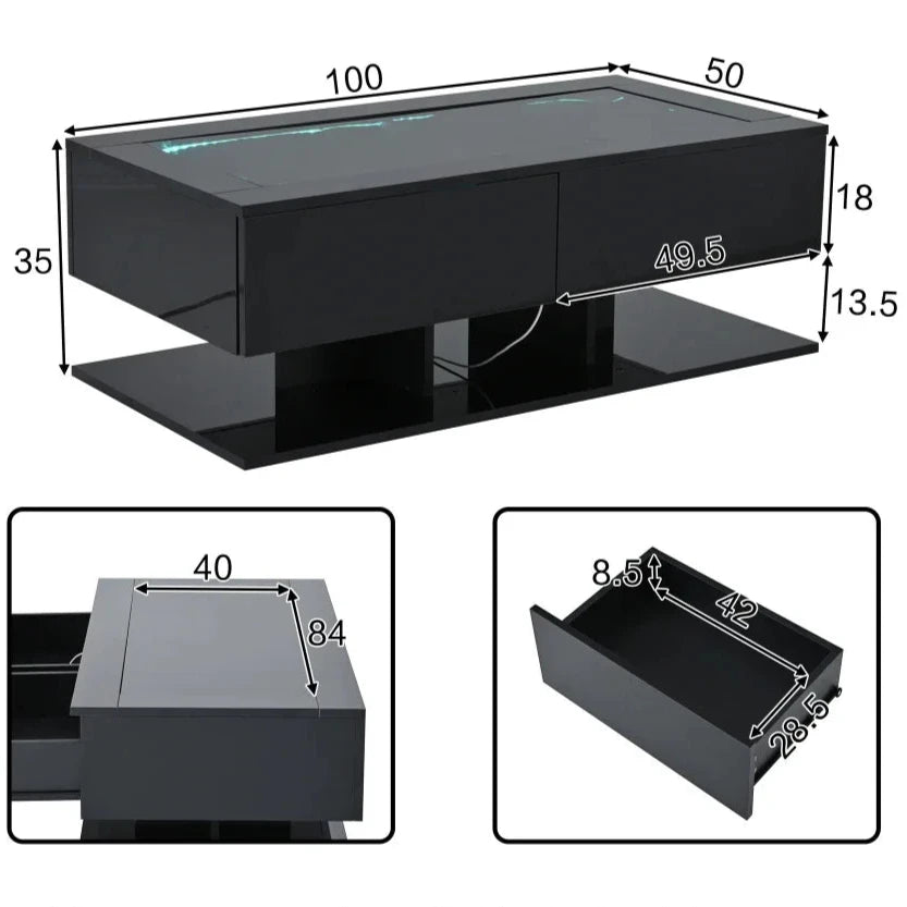 Table Basse En Verre Vesta – Verre Trempé & Double Rangement
