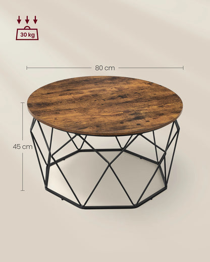 Table Basse Ronde Koda - Design Industriel et Panier de Rangement