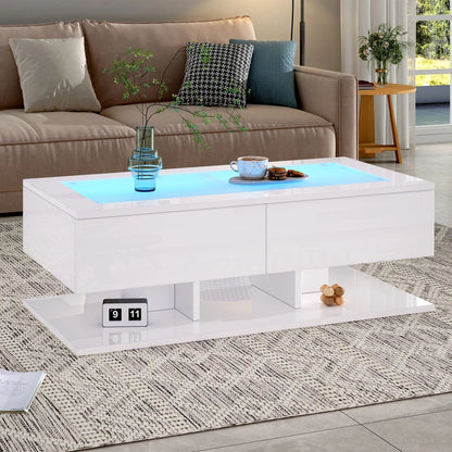 Table Basse En Verre Vesta – Verre Trempé & Double Rangement