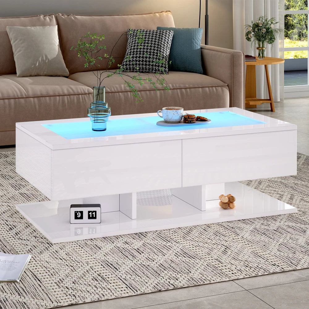 Table Basse En Verre Vesta – Verre Trempé & Double Rangement