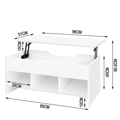 Table Basse Relevable Sora - Design Blanc et Rangement Modulable