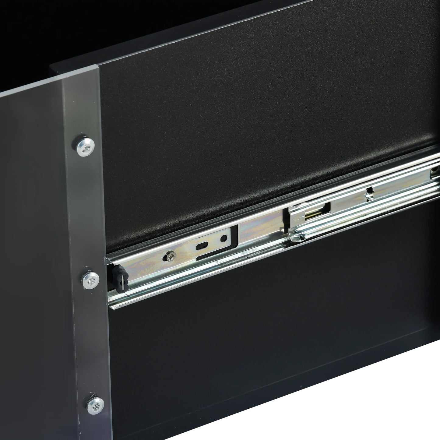 Table Basse En Verre Orion – Noir Brillant avec Tiroir de Rangement